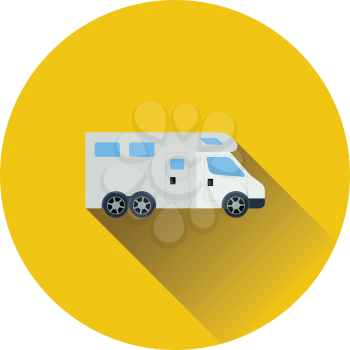 Flat design icon of camping family caravan car in ui colors. Vector illustration.