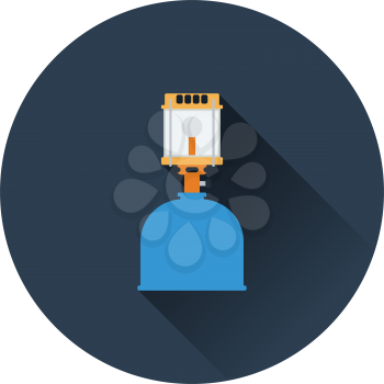 Flat design icon of camping gas burner lamp in ui colors. Vector illustration.