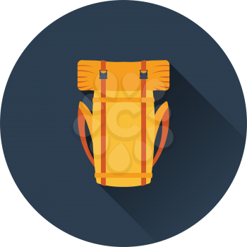 Flat design icon of camping backpack in ui colors. Vector illustration.