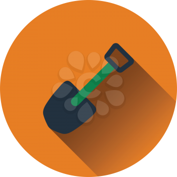 Flat design icon of camping shovel in ui colors. Vector illustration.