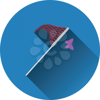 Flat design icon of butterfly net in ui colors. Vector illustration.