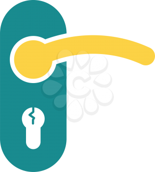 Door handle icon. Flat color design. Vector illustration.