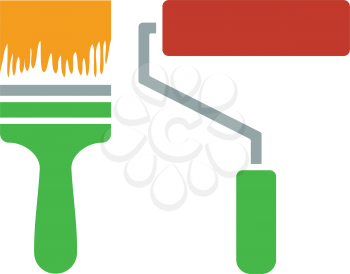 Icon of construction paint brushes. Flat design. Vector illustration.