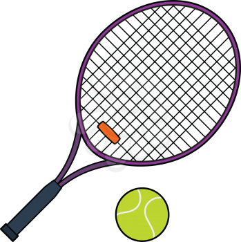 Flat design icon of Tennis rocket and ball  in ui colors. Vector illustration.