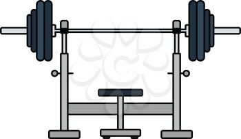 Flat design icon of Bench with barbell in ui colors. Vector illustration.