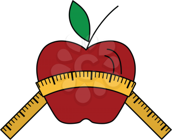 Flat design icon of Apple with measure tape in ui colors. Vector illustration.