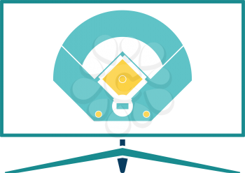 Baseball tv translation icon. Flat color design. Vector illustration.