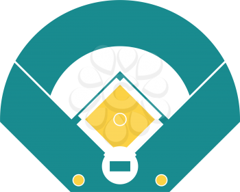 Baseball field aerial view icon. Flat color design. Vector illustration.