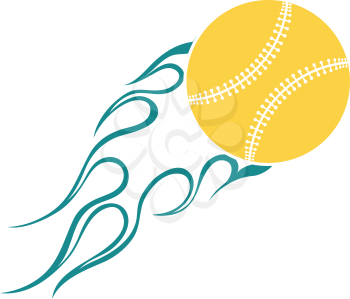 Baseball fire ball icon. Flat color design. Vector illustration.