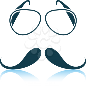 Glasses and mustache icon. Shadow reflection design. Vector illustration.
