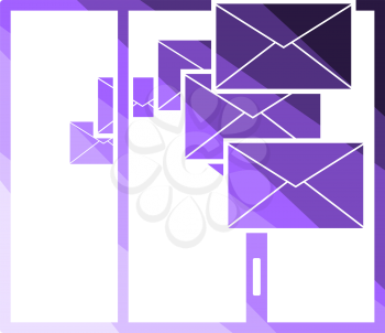 Mailing Icon. Flat Color Ladder Design. Vector Illustration.