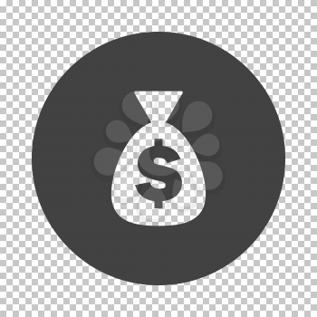 Money bag icon. Subtract stencil design on tranparency grid. Vector illustration.