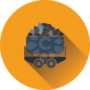 Mine coal trolley icon. Flat color design. Vector illustration.