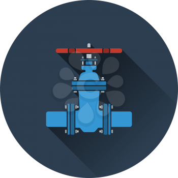 Pipe valve icon. Flat color design. Vector illustration.