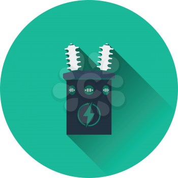 Electric transformer icon. Flat color design. Vector illustration.
