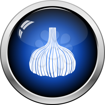 Garlic  icon. Glossy Button Design. Vector Illustration.
