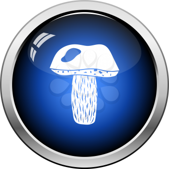 Mushroom  icon. Glossy Button Design. Vector Illustration.
