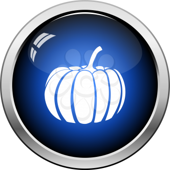 Pumpkin icon. Glossy Button Design. Vector Illustration.