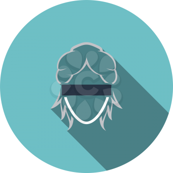 Femida head icon. Flat Design Circle With Long Shadow. Vector Illustration.