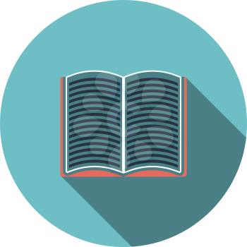 Open book icon. Flat Design Circle With Long Shadow. Vector Illustration.