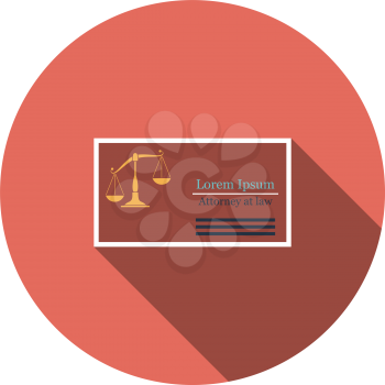 Lawyer business card icon. Flat Design Circle With Long Shadow. Vector Illustration.