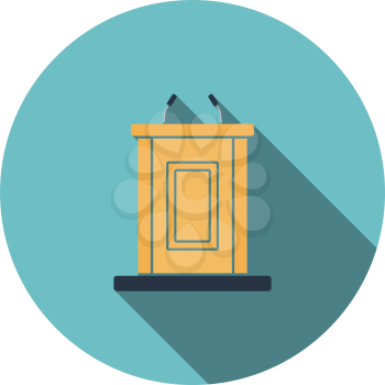 Witness stand icon. Flat Design Circle With Long Shadow. Vector Illustration.