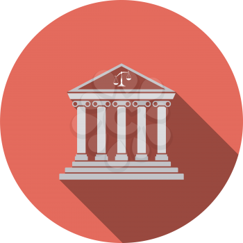Courthouse icon. Flat Design Circle With Long Shadow. Vector Illustration.