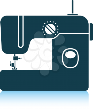 Modern sewing machine icon. Shadow reflection design. Vector illustration.