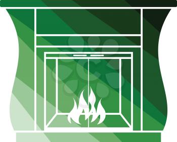 Fireplace with doors icon. Flat color design. Vector illustration.