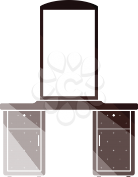 Dresser with mirror icon. Flat color design. Vector illustration.