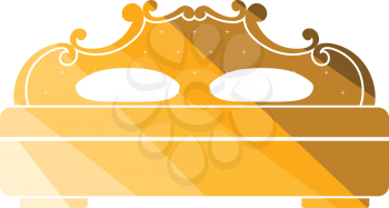 King-size bed icon. Flat color design. Vector illustration.