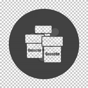 Gouache can icon. Subtract stencil design on tranparency grid. Vector illustration.