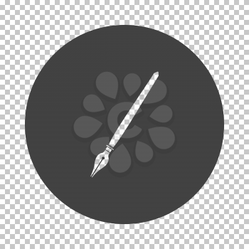 Fountain pen icon. Subtract stencil design on tranparency grid. Vector illustration.