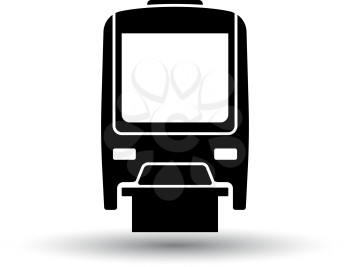 Monorail  icon front view. Black on White Background With Shadow. Vector Illustration.