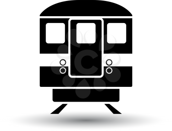 Subway train icon front view. Black on White Background With Shadow. Vector Illustration.