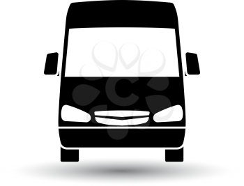Van icon front view. Black on White Background With Shadow. Vector Illustration.