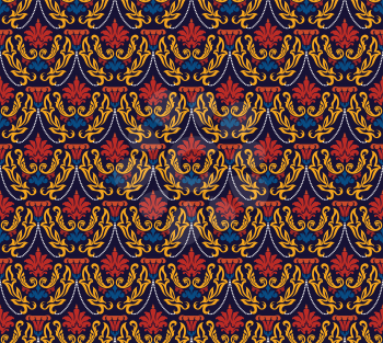 Colorful  seamless damask ornate  pattern
