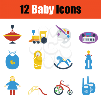 Set of baby icons. Stencil color design. Vector illustration.