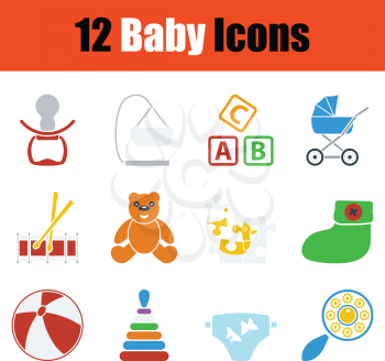 Set of baby icons. Stencil color design. Vector illustration.
