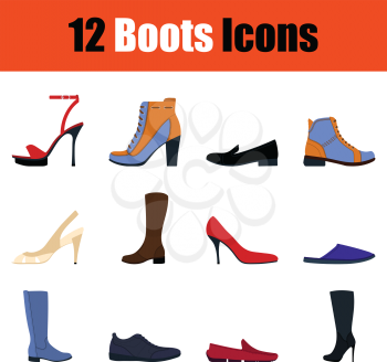 Set of footwear icons. Full color design. Vector illustration.