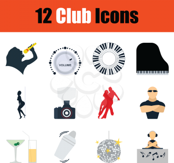 Set of Night club icons. Shadow reflection design. Vector illustration.