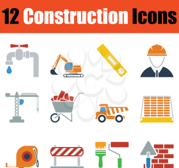 Construction icon set. Stencil color design. Vector illustration.