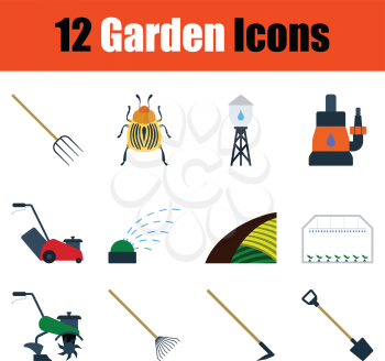 Set of gardening icons. Full color design. Vector illustration.