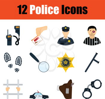 Set of police icons.Full color design. Vector illustration.