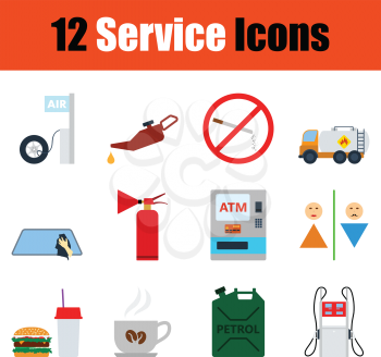 Set of  Petrol station icons. Full color design. Vector illustration.