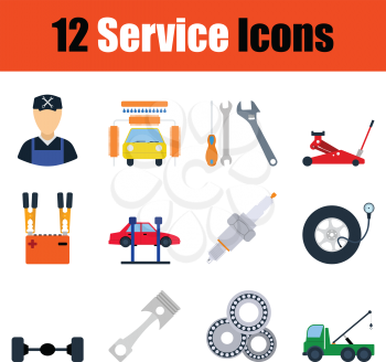 Set of service station icons. Full color design. Vector illustration.