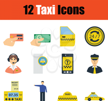 Set of taxi icons.Full color design. Vector illustration.