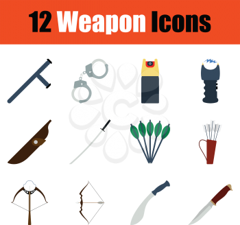 Set of weapon icons. Full color design. Vector illustration.