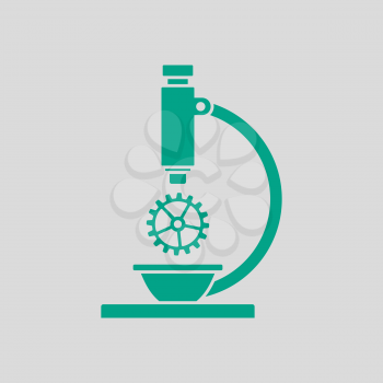 Research Icon. Green on Gray Background. Vector Illustration.