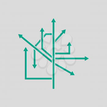 Direction Arrows Icon. Green on Gray Background. Vector Illustration.